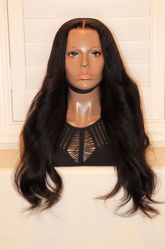 LUVME 24" Kinky Body Wave 7x6" HD Wig Pre-Plucked Bleached Knots 250% Density