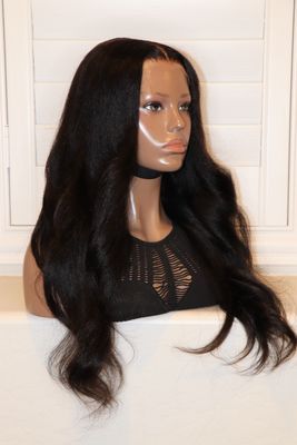 LUVME 24" Kinky Body Wave 7x6" HD Wig Pre-Plucked Bleached Knots 250% Density