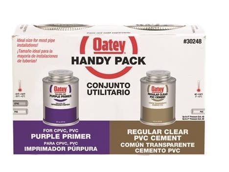 OATEY 8 OZ. PURPLE CPVC AND PVC PRIMER AND REGULAR CLEAR PVC CEMENT COMBO PACK