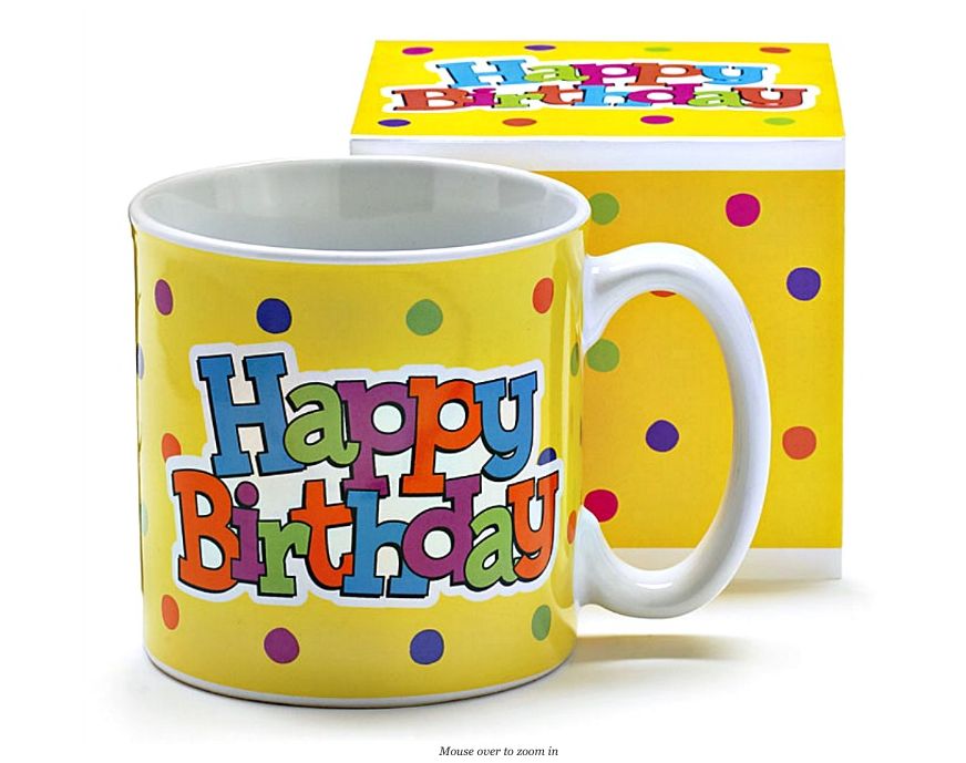 YELLOW HAPPY BIRTHDAY MUG