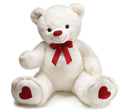 32&quot; WHITE BEARW/RED BOW HEART