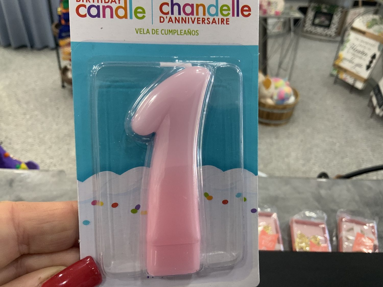 CAKE CANDLES, COLOR: LT PINK, NUMBER: 1