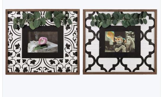 BLACK AND WHITE FRAME W/ GREENERY