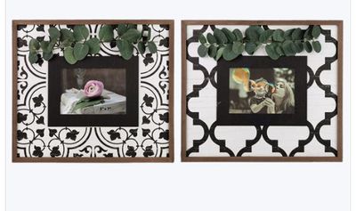 BLACK AND WHITE FRAME W/ GREENERY