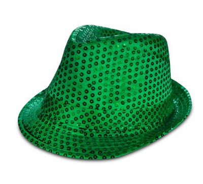 GREEN SEQUIN FEDORA