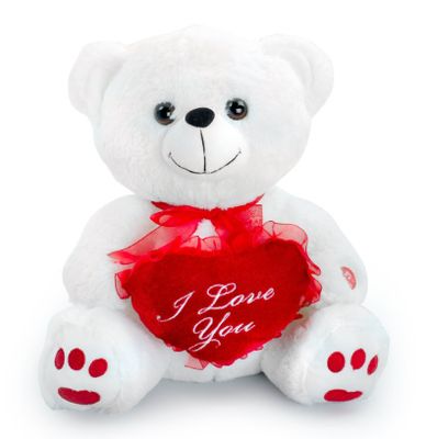 10&quot; WHITE BEAR W/ HEART
