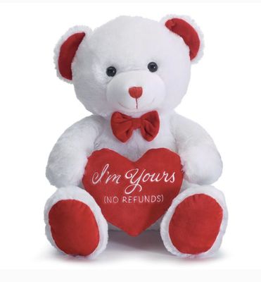 13&quot; WHITE BEAR W/  RED HEART