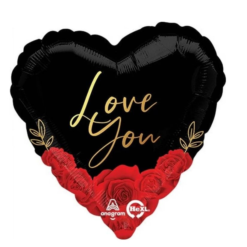 MINI BLACK/RED LOVE YOU MYLAR
