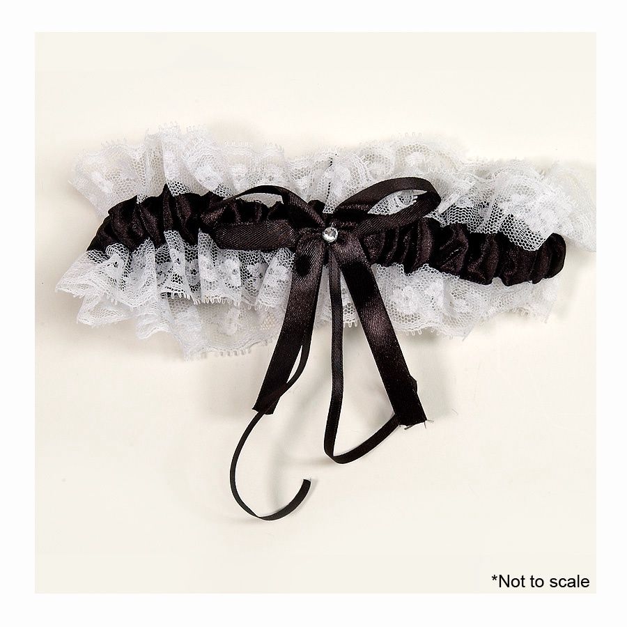 LACE GARTER W/ RHINESTONE, COLOR: BLACK