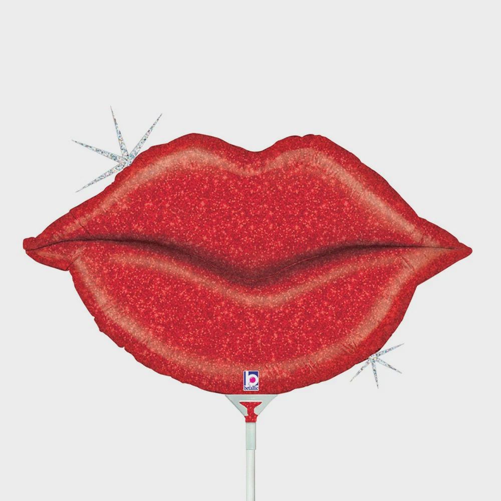 MINI RED SPARKLE LIPS MYLAR