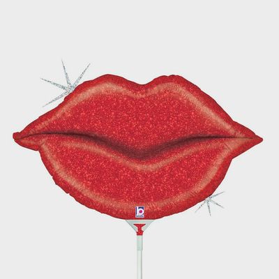 MINI RED SPARKLE LIPS MYLAR