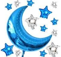 9” MINI MYLAR MOON, COLOR: BLUE