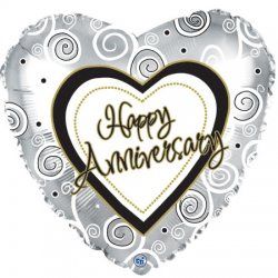 HEART HAPPY ANNIVERSARY SILVER