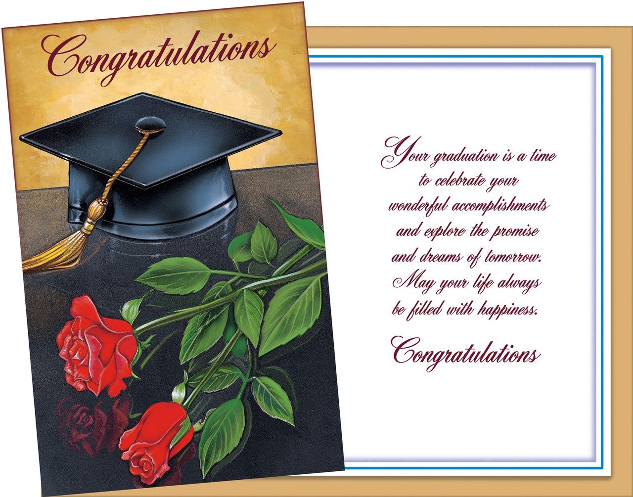 GREETING CARD - CONGRATULATIONS CAP/ROSE