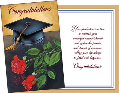 GREETING CARD - CONGRATULATIONS CAP/ROSE