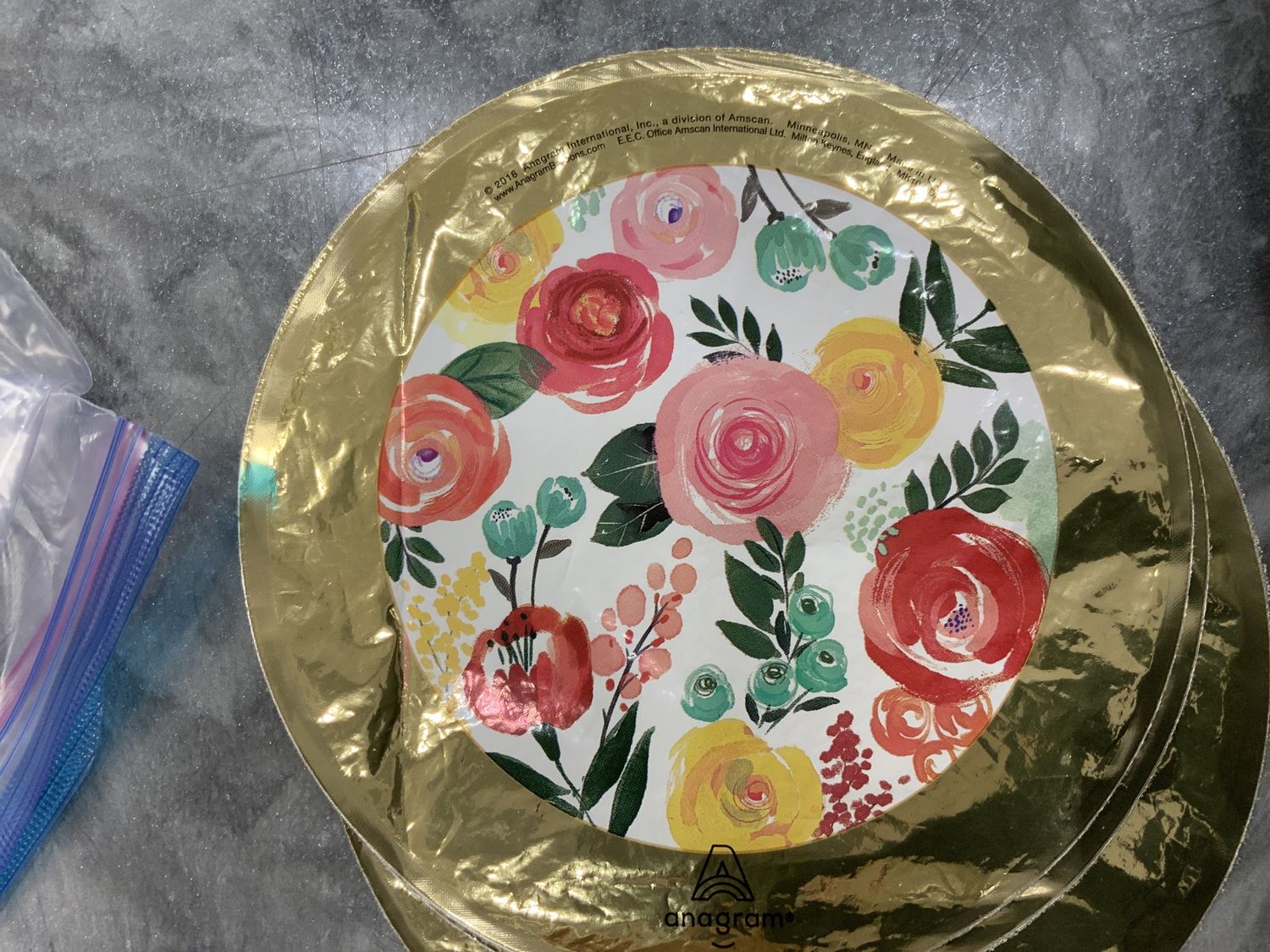 9” MINI FLOWERS/GOLD MYLAR