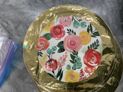 9” MINI FLOWERS/GOLD MYLAR