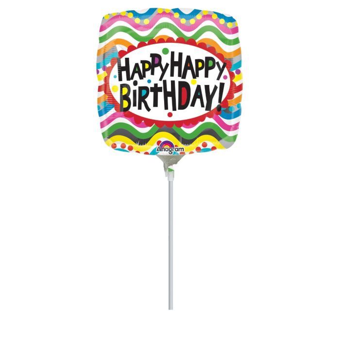 9” MINI HAPPY HAPPY BIRTHDAY MYLAR