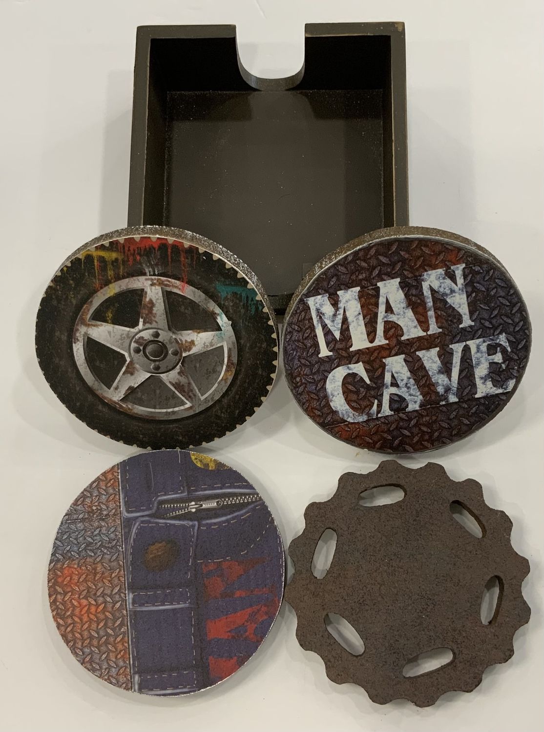 MAN CAVE DRINK COASTERS