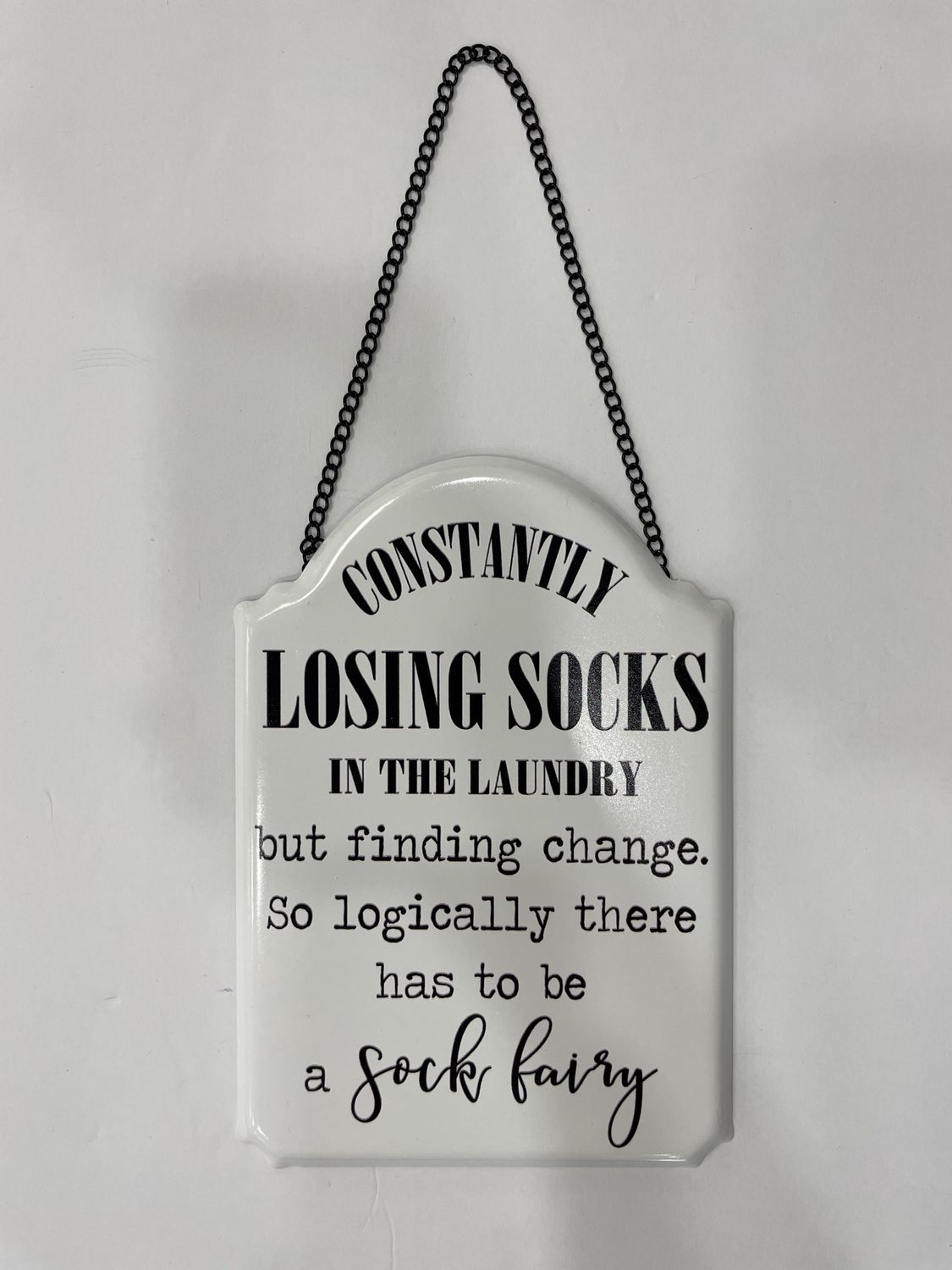 METAL LAUNDRY SIGN, DESIGN: LOSING SOCKS