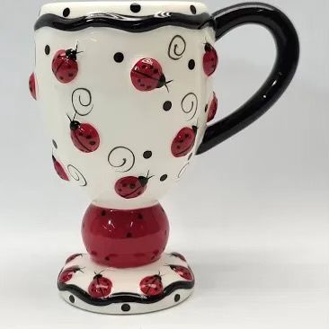 RAISED  LADYBUG FOOTED MUG