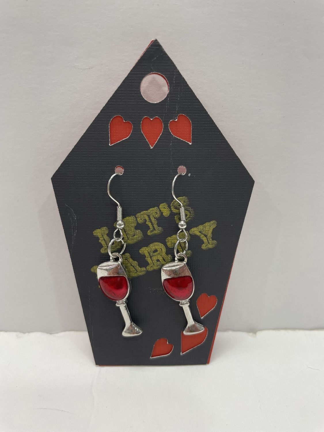 WINE GLASS  EARRING - SILVERY