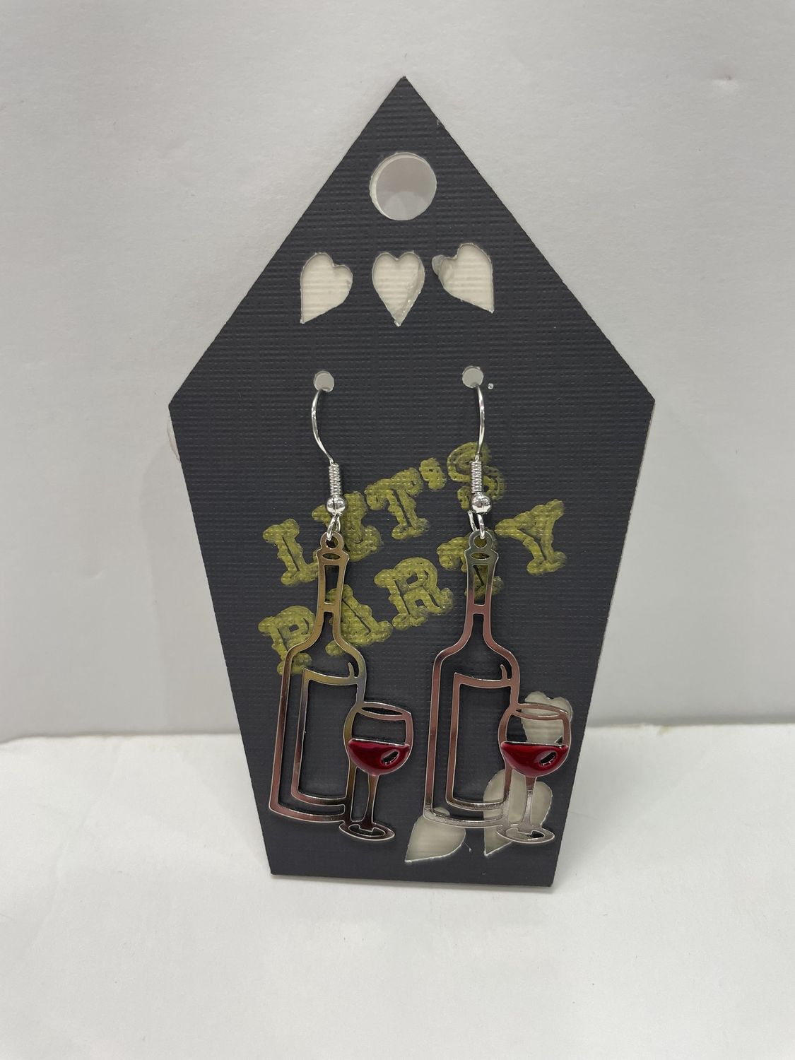 DANGLING WINE EARRINGS, COLOR: SILVER