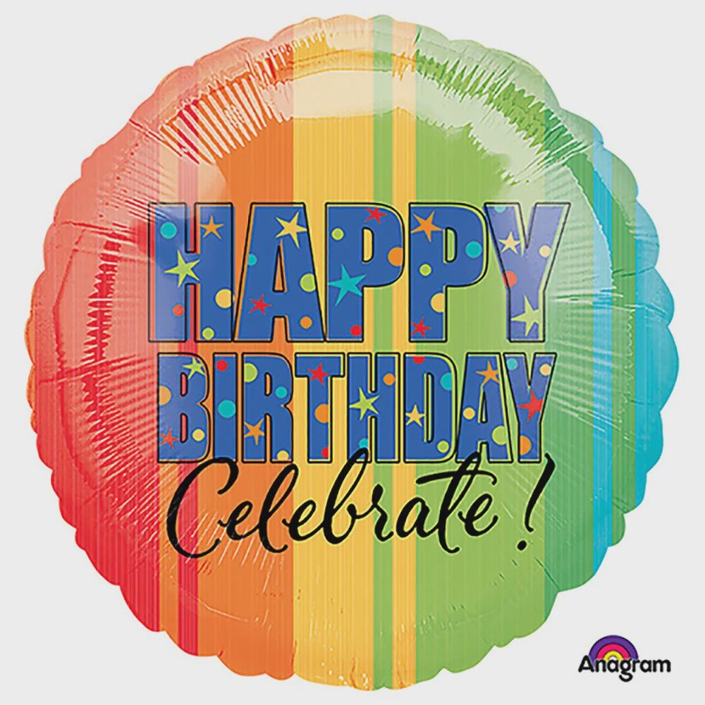 HBD MULTI COLORED STRIPED MYLAR