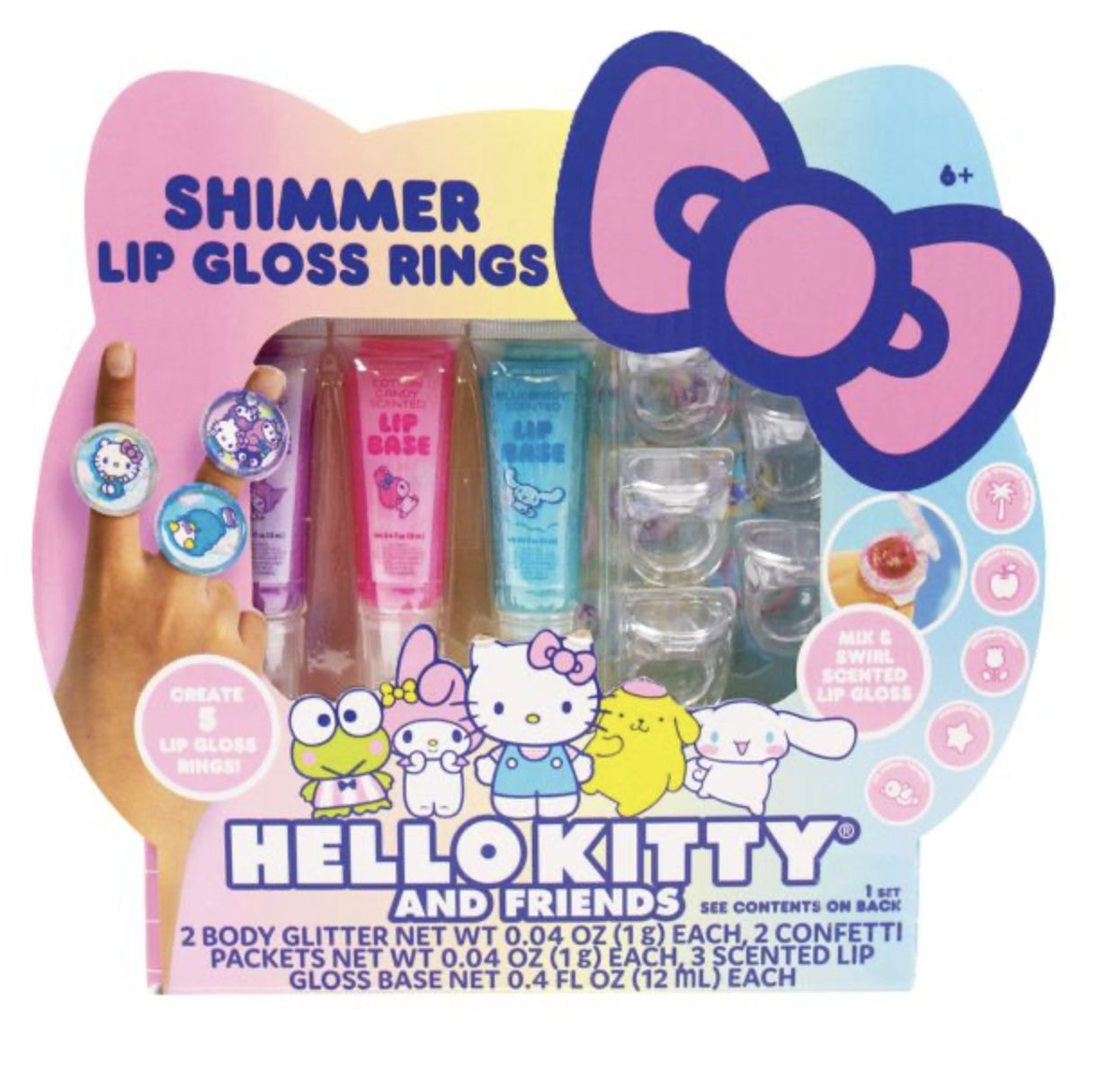 HELLO KITTY &amp; FRIENDS LIP GLOSS,RING SET