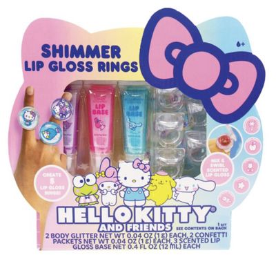 HELLO KITTY &amp; FRIENDS LIP GLOSS,RING SET