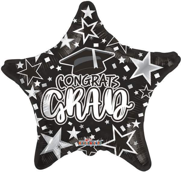 18” CONGRATS GRAD BLACK STAR