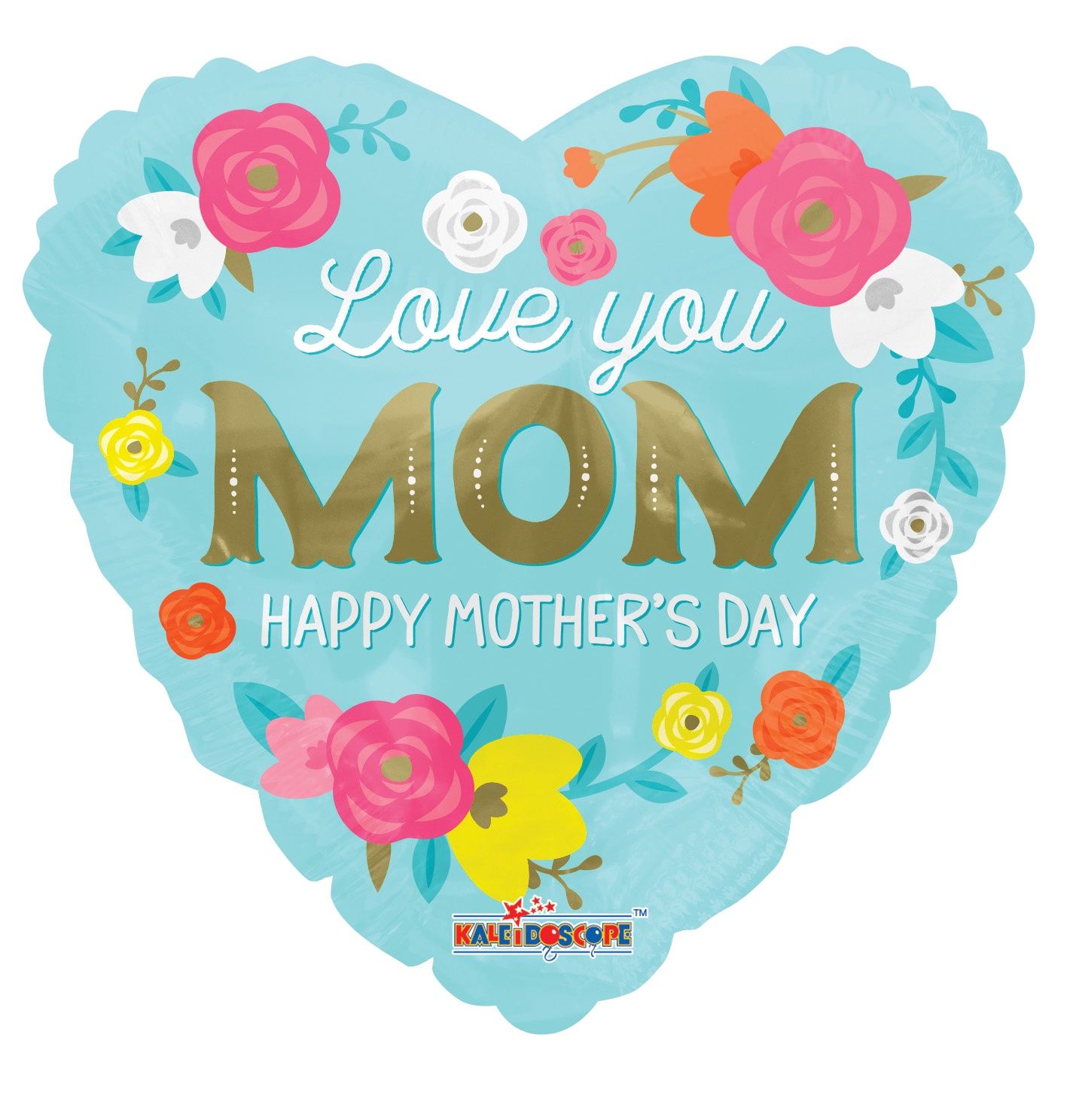 18” TEAL HEART I LOVE MOM