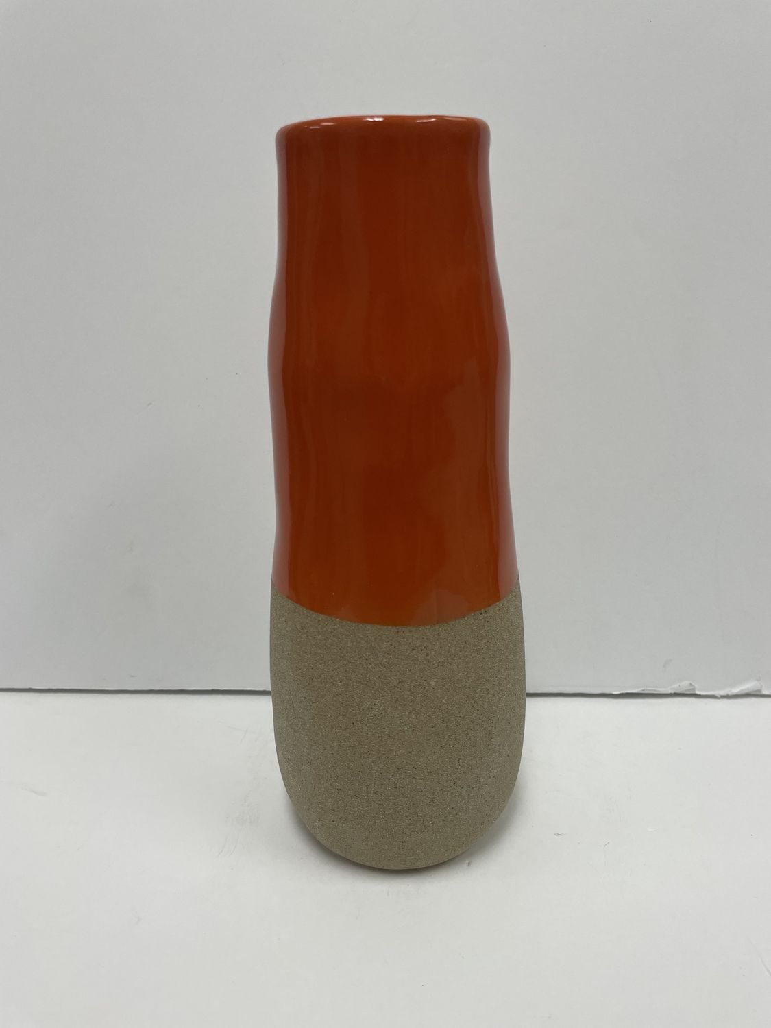 TALL TEXTURED CERAMIC ORANGE VASE