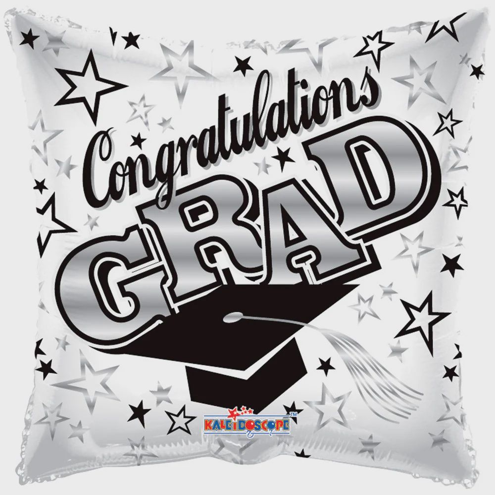 18” CONGRATS GRAD WHITE SQUARE