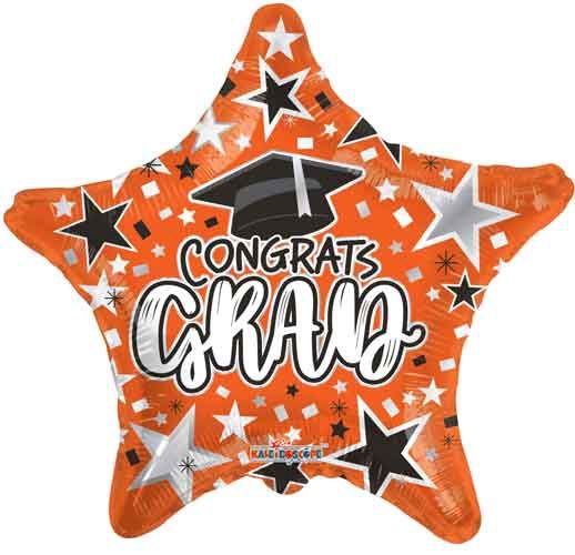 19” CONGRATS GRAD ORANGE STAR