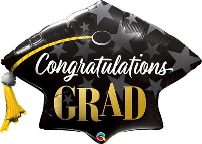 42” CONGRATULATIONS GRAD BLACK CAP