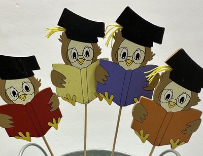 GRADUATION OWL WOOD PICK