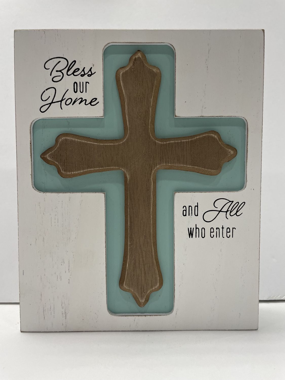 BOX CROSS SIGN, DESIGN: BLESS OUR HOME