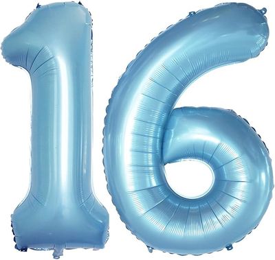 16”  MYLAR NUMBERS- LT BLUE