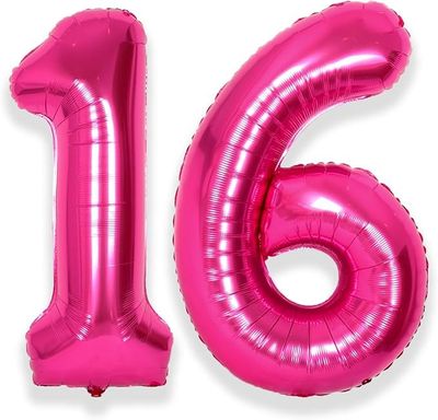 16” MYLAR NUMBERS- HOT PINK