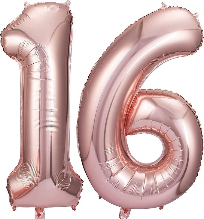 16” MYLAR NUMBERS- ROSE GOLD