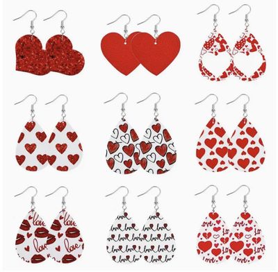VALENTINES THEMED- LEATHER EARRINGS