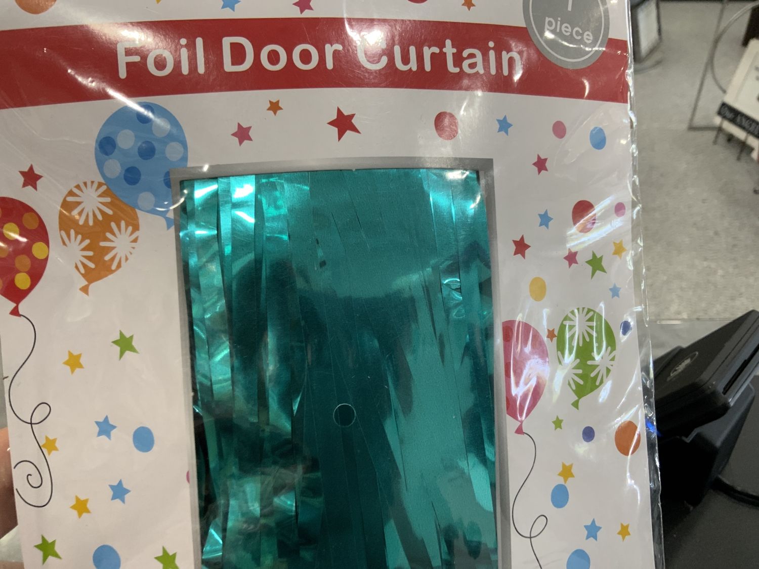 3’X8’ FOIL CURTAIN, COLOR: TURQUOISE