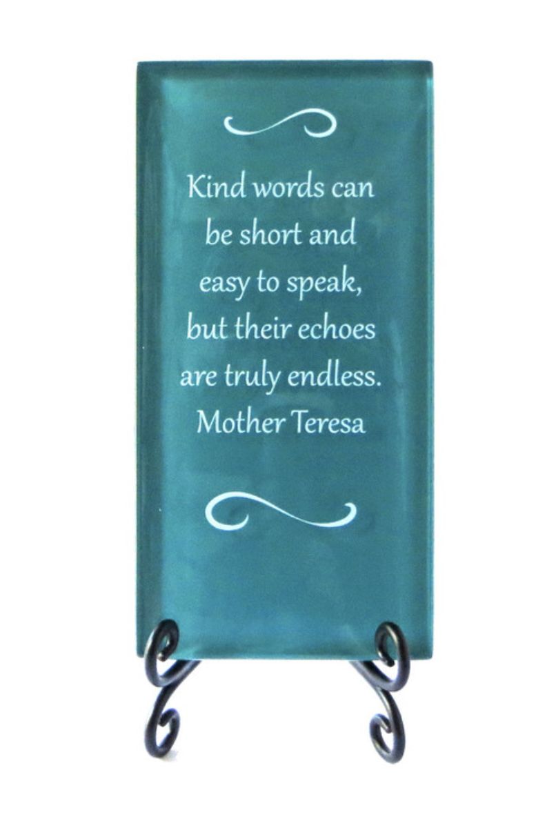 GLASS PLAQUE-KIND WORDS..