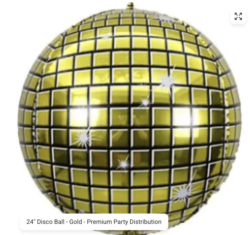 DISCO BALL -GOLD, SIZES: 24&quot;