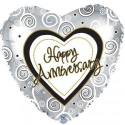 HEART HAPPY ANNIVERSARY SILVER