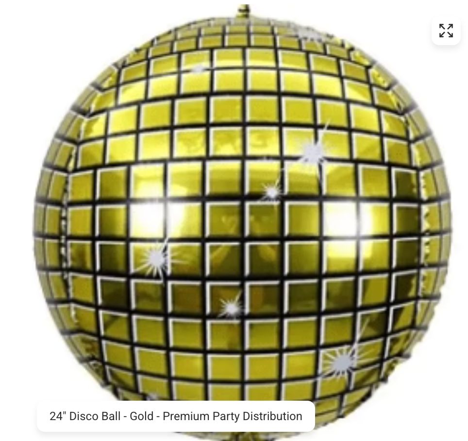 DISCO BALL -GOLD, SIZES: 24"