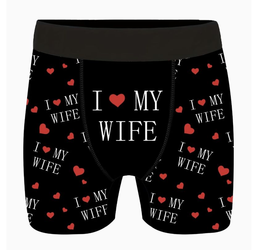 I LOVE WIFE- BOXER BRIEFS, COLOR: BLACK, SIZES: L