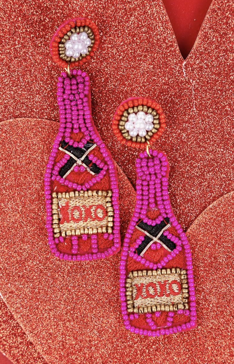 BEED BOTTLE EARRINGS, DESIGN: XOXO FUSCHIA