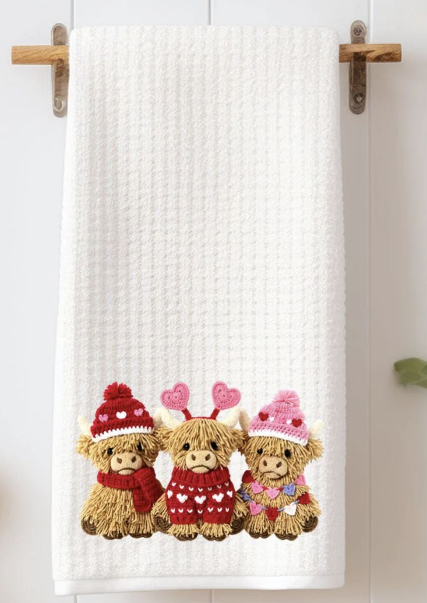 HIGHLAND HEARTS WAFFLE TOWEL